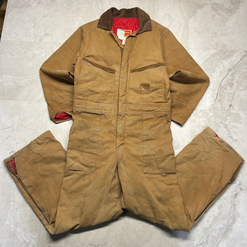 Weather Mate Insulated Workwear Coveralls Tan Youth Size 18 Regular Vintage USA